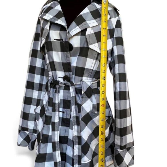 Vero Moda Checkered Lightweight Trench Coat Women’s M Belted Jacket Spring Fall - Picture 5 of 7